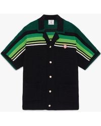 Casablanca Paris - Chemise En Crochet À Manches Courtes Noire Et Verte À Rayures - Lyst