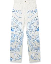 Casablanca Paris - Plat A Dessert Printed Straight Leg Jeans, Size By - Lyst