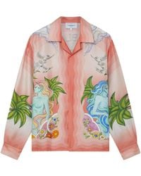 Casablanca Paris - Chemise En Soie À Manches Courtes Paix Et Amour Tennis Club - Lyst