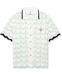 Casablanca Paris - Chemise À Manches Courtes En Coton Crocheté À Motif Vagues Dégradées - Lyst