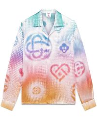 Casablanca Paris - Chemise À Manches Longues En Soie À Logo Halftone - Lyst