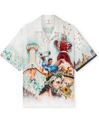 Casablanca Paris - Celebration Du Sport Short Sleeve Silk Shirt, By - Lyst