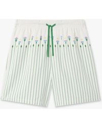 Casablanca Paris - Floral Stripe Sporty Linen Shorts, By - Lyst