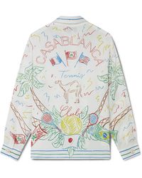 Casablanca Paris - Crayon Tennis Club Long Sleeve Silk Shirt, By - Lyst