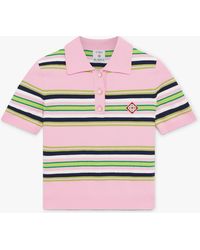 Casablanca Paris - Polo Ajusté À Rayures Roses Et Vertes - Lyst