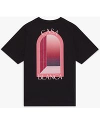 Casablanca Paris - T-Shirt À Manches Courtes Noir Et Rose Arches - Lyst