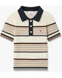Casablanca Paris - Café Culture Wool Stripe Short Sleeve Polo Shirt, By - Lyst