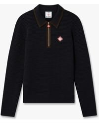 Casablanca Paris - Wool Waffle Stitch Long Sleeve Polo Shirt - Lyst