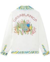 Casablanca Paris - Chemise En Soie À Manches Longues Aquatique - Lyst