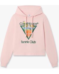 Casablanca Paris - Tennis Club Icon Pyramid Abduction Cropped Hooded Sweatshirt, By - Lyst