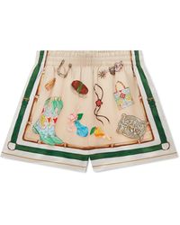 Casablanca Paris - L'Ecurie Blanche Silk Shorts, Size By - Lyst