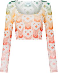 Casablanca Paris - Gradient Heart Monogram Mesh Top, By - Lyst