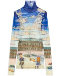 Casablanca Paris - Place Casa Printed Mesh Top, By - Lyst