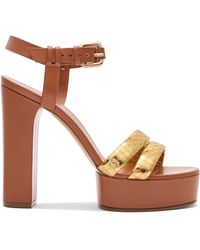 Casadei - Atomium Betty Leather And Gold Platform Sandals - Lyst