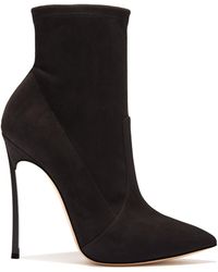 Casadei Blade, Ankle Boots, Black, Stretch Suede