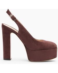 Casadei - Patty Platform Suede Sandal - Lyst