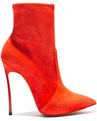 red low heel ankle boots