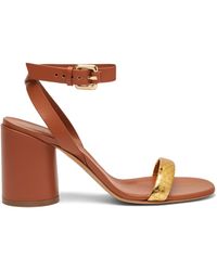 Casadei - Atomium Cleo Leather And Gold Sandals - Lyst