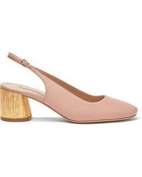 Casadei - Emily Cleo Leather And Gold Slingbacks - Lyst
