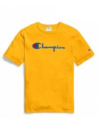 Champion Print Logo Mens Short Sleeve T-Shirt Green Crew Neck Top Fashion Sports 