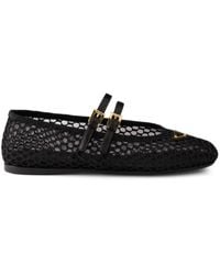 Prada - Ballerine In Mesh Logo - Lyst