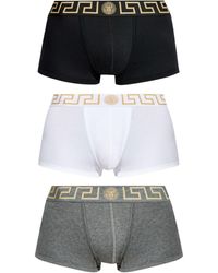Versace - Set Di Tre Boxer Elastico Logo Greca - Lyst