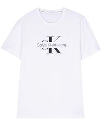 Calvin Klein - T-shirt in cotone con stampa log - Lyst