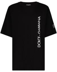 Dolce & Gabbana - T-shirt manica corta stampa logo verticale - Lyst