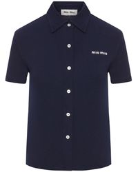 Miu Miu - Top A Maniche Corte - Lyst