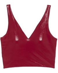 MACRON O.N.E. - Top Con Scollo A V Effetto Brillante - Lyst