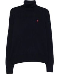 Ami Paris - Maglione A Collo Alto Con Ricamo A Cuore - Lyst