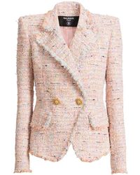 Balmain - Giacca Tweed Con 2 Bottoni - Lyst