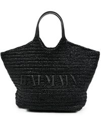 Balmain - Borsa A Tracolla Intrecciata Con Logo Ricamato - Lyst