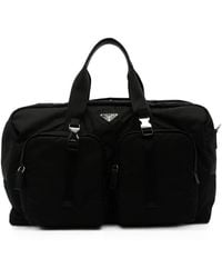 Prada - Borsa Viaggio Re-Nylon Con Placca Logo - Lyst