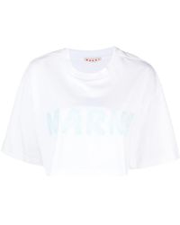 Marni - T-Shirt Crop Con Stampa - Lyst