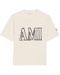Ami Paris - T-Shirt A Maniche Corte Boxy Fit Con Stampa Davant - Lyst