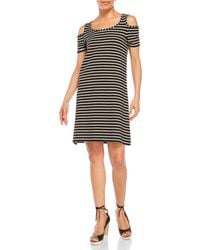 August Silk Navy White Striped Pleated-Back Sleeveless Dress size XL