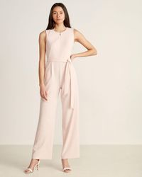 Calvin Klein Double Zip Up Jumpsuit - Natural