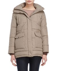 French Connection Womens Wax-Finish Anorak with Faux-Fur Trim