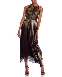 karen millen metallic pleated midi dress