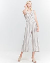 Blue Island Lurex Stripe Jumpsuit Swim Cover-up - White