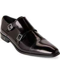 versace spazzolato leather monk strap loafer