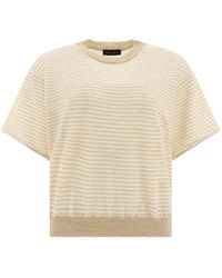 Roberto Collina - Stripe Detailed Short Sleeved Sweater - Lyst