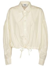 MSGM - Drawstring-hem Puff-sleeved Shirt - Lyst