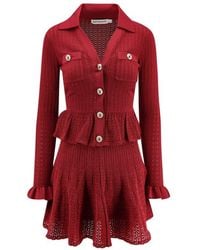 Self-Portrait - Pointelle Knit Mini Dress - Lyst