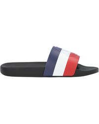 Moncler Striped Logo Embossed Slides - Black