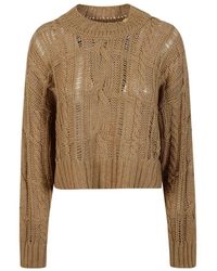 Pinko - Cable-knitted Crewneck Jumper - Lyst