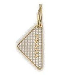 Prada Logo Crystal-embellished Left Earring - Metallic