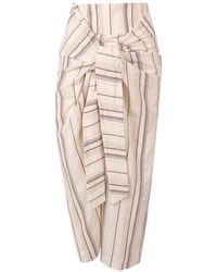 Brunello Cucinelli Striped Lamé Cape in Natural | Lyst