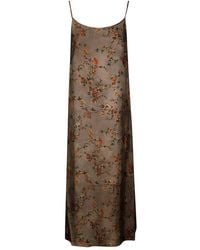 Uma Wang - Floral Printed Sleeveless Midi Dress - Lyst